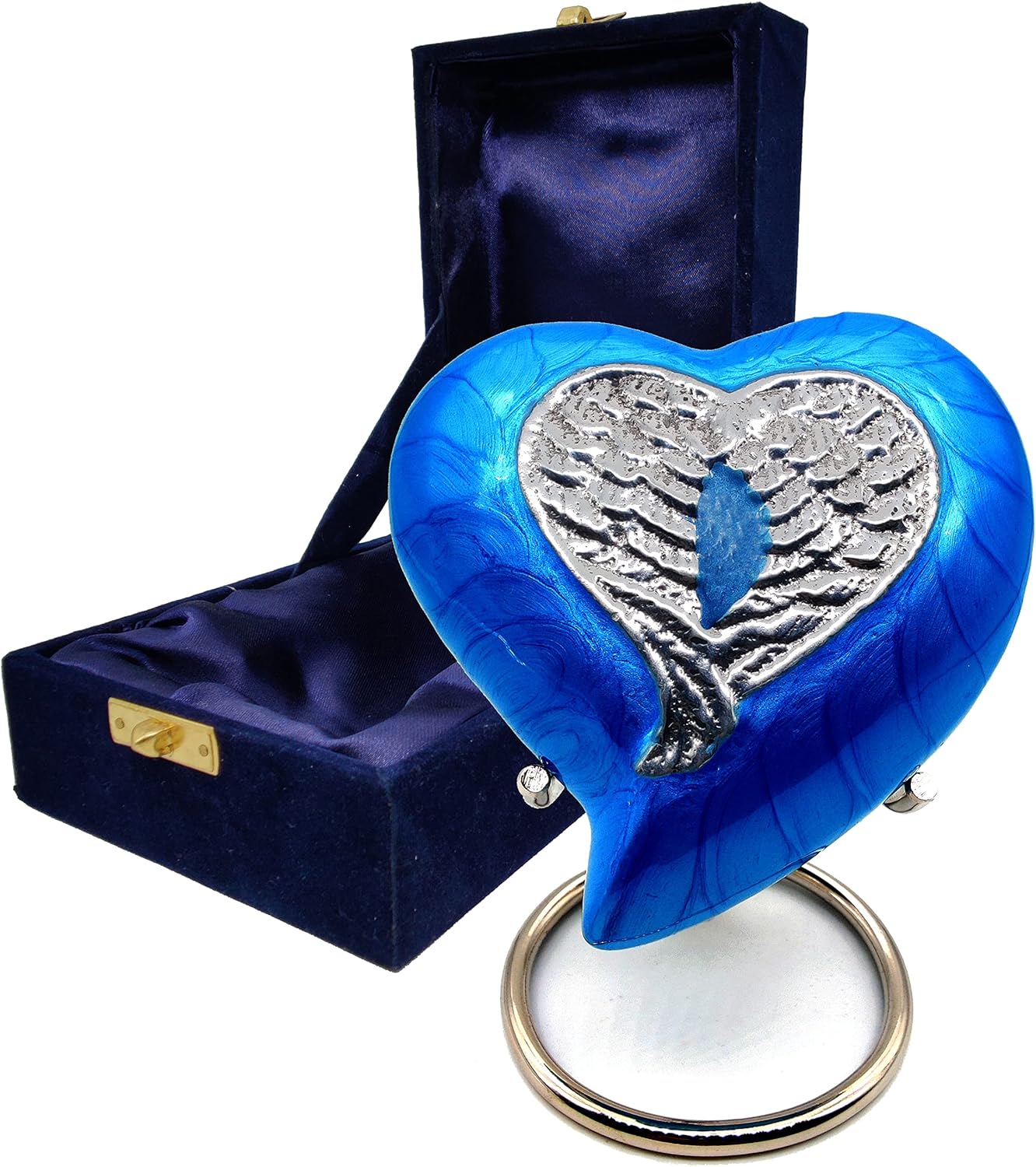 Handcrafted Heart Urn with Angel Wings for Human Ashes