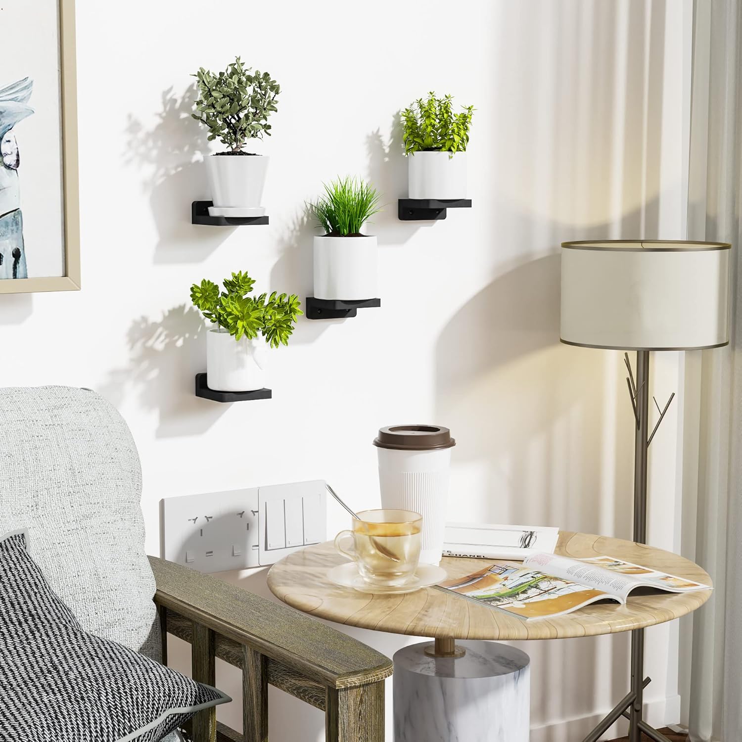SRIWATANA Weathered Black Floating Shelves Set of 4