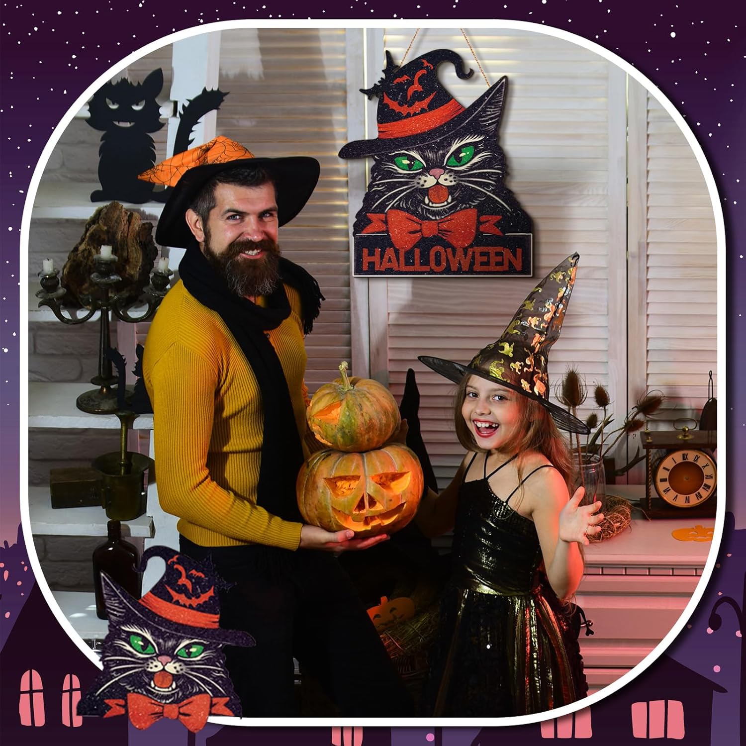 Boao Halloween Front Door Sign Wall Wreath