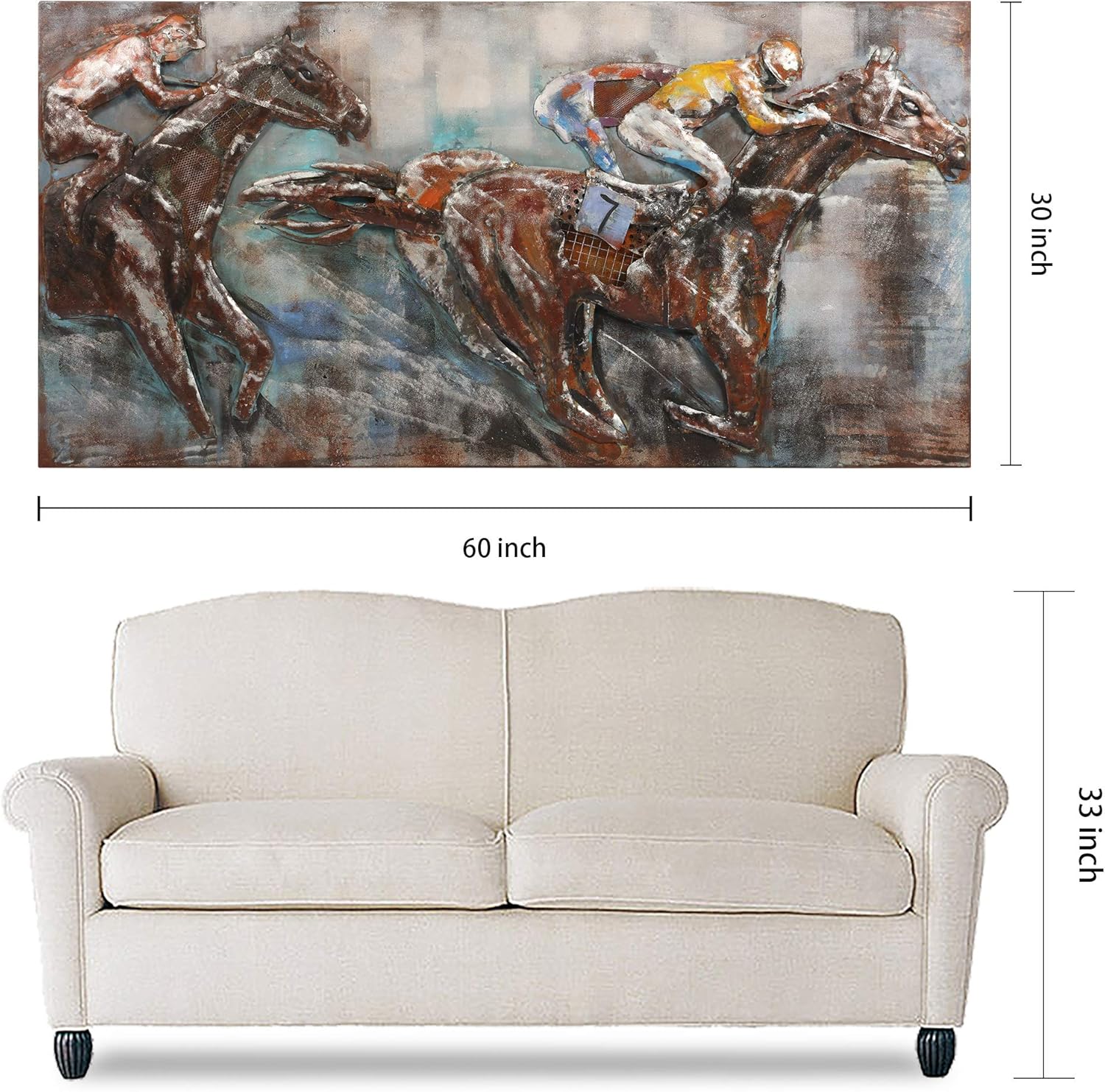 Race Day Primo Mixed Media Hand Painted Wall Sculpture