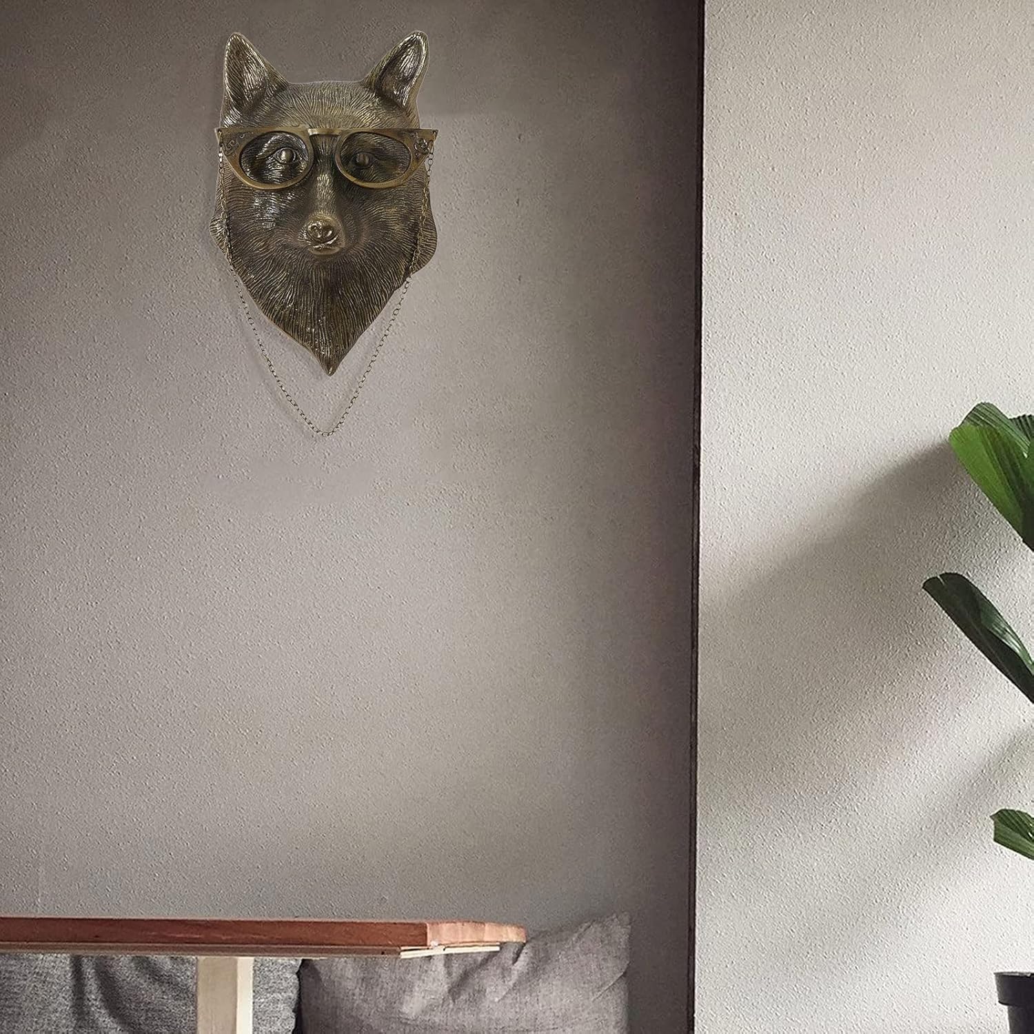Fox Head Wall Sculpture Resin Animal Decor for Home