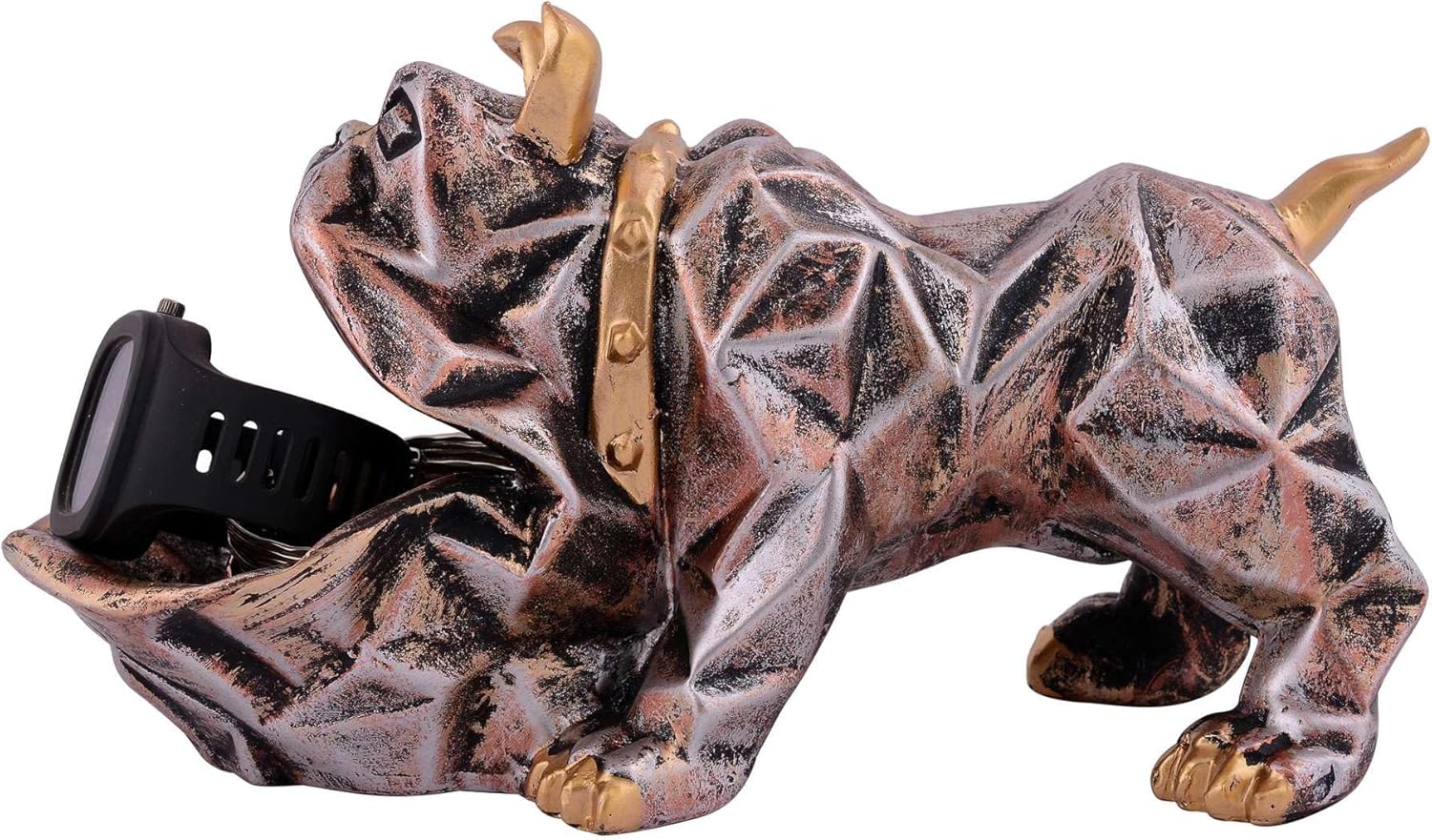 Resin Cool Dog Sculpture with Plate for Home Decor