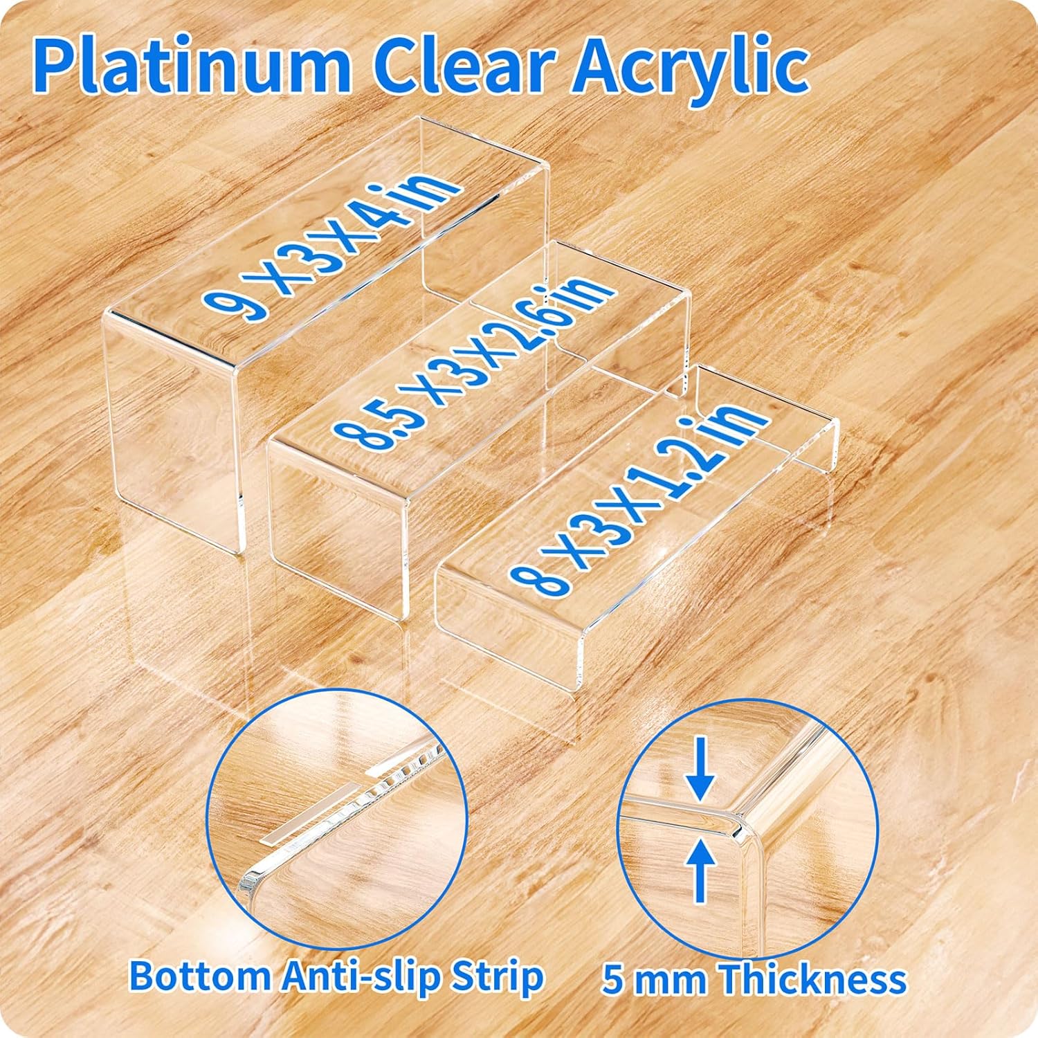 NIUBEE Acrylic Display Riser Set 6 Pcs 9 Inch
