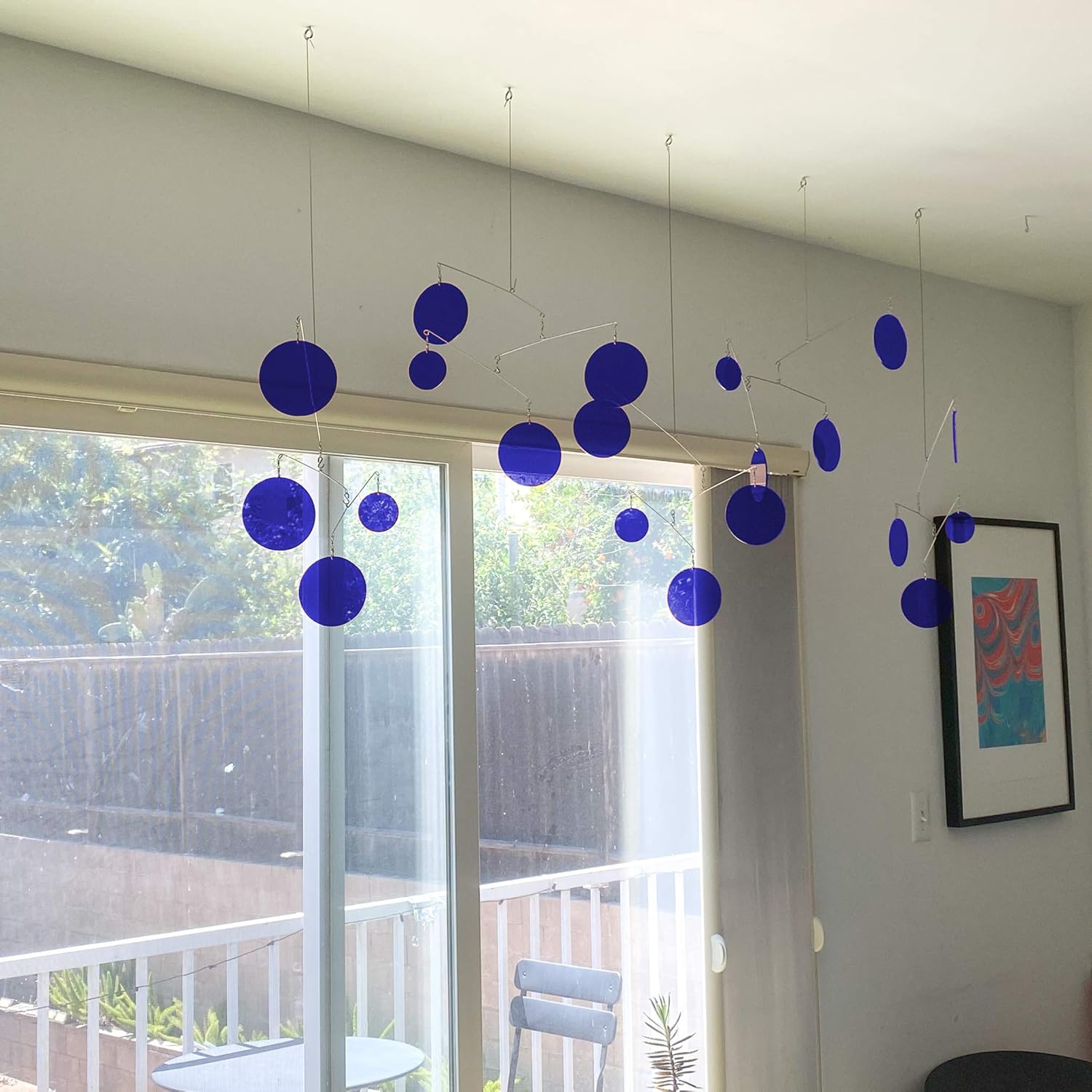 Modern Kinetic Art Mobile - Navy Blue Clear Design