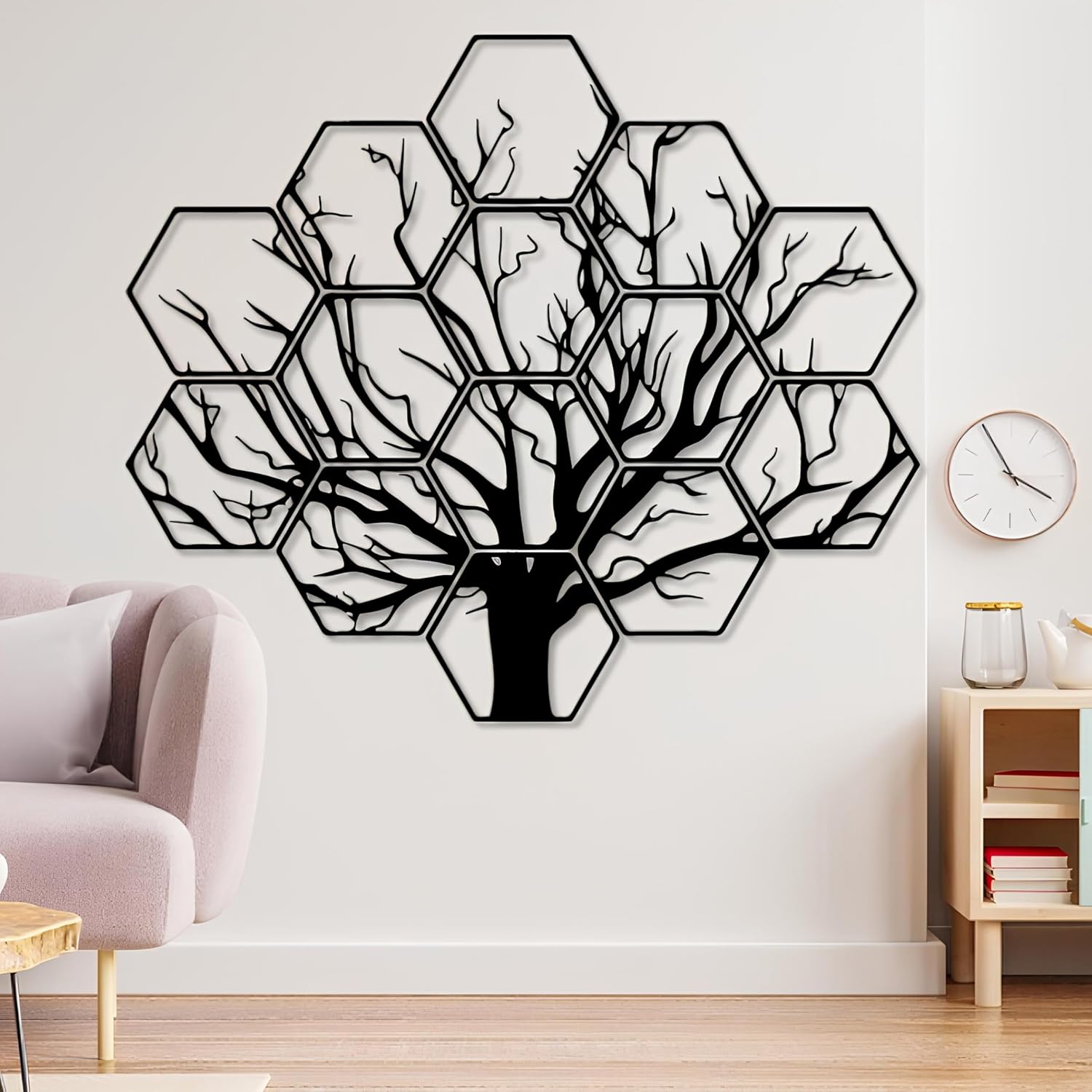 Hexagonal Tree Metal Wall Art XXL