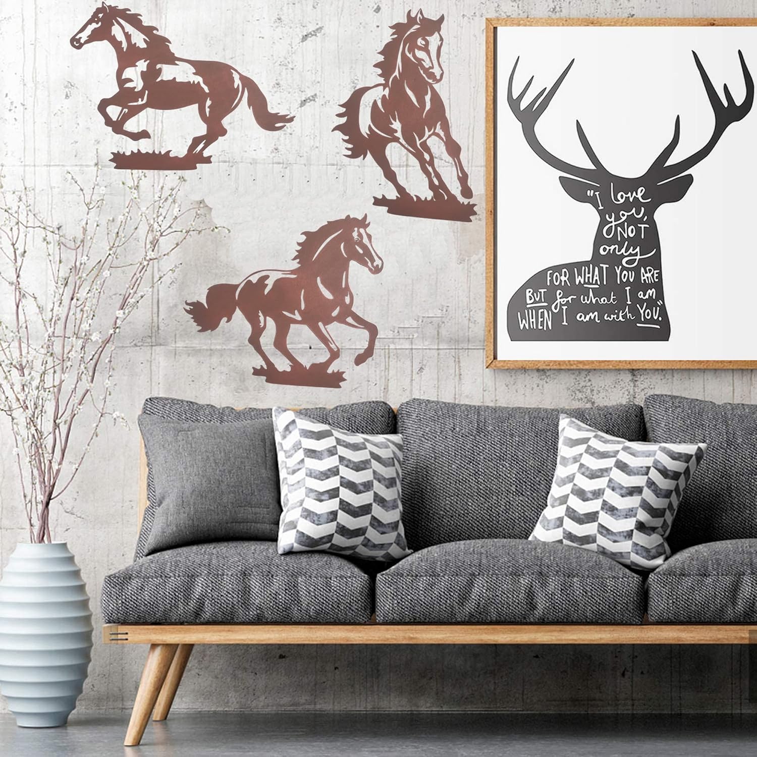 Rustic Metal Horse Wall Art Decor 3 Pack