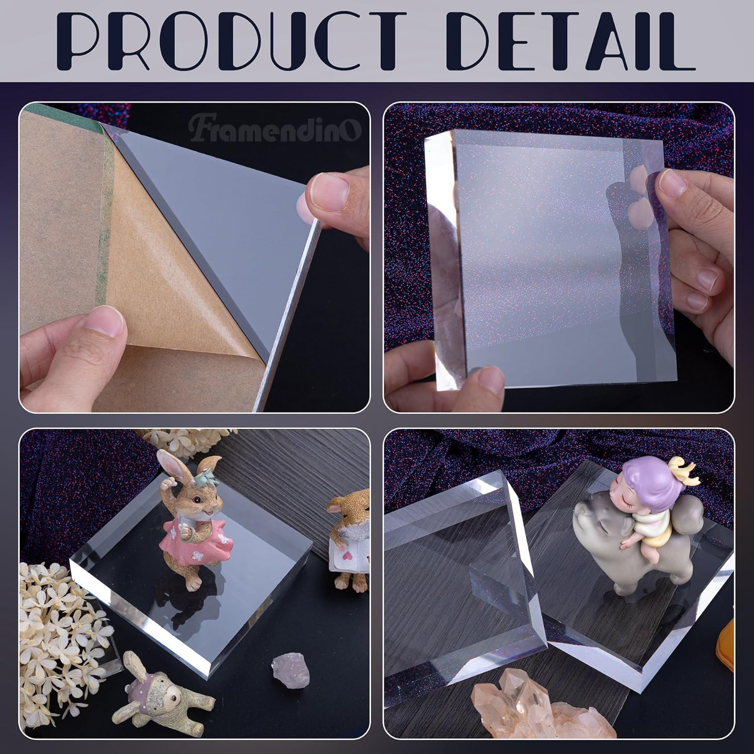Framendino 2 Pack Acrylic Square Display Blocks