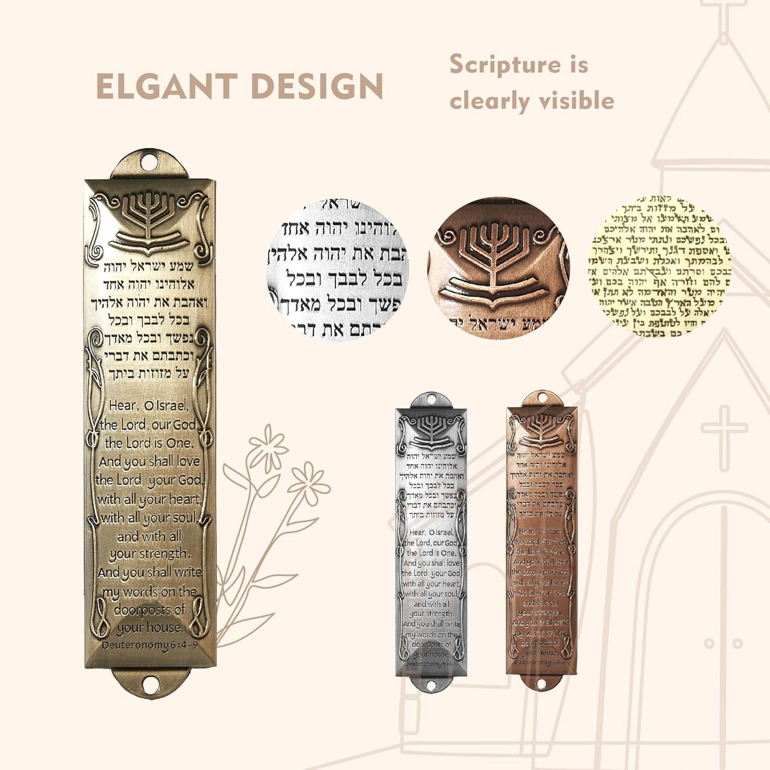 CAMATET Mezuzah Scroll with Metal Case 2 Pcs