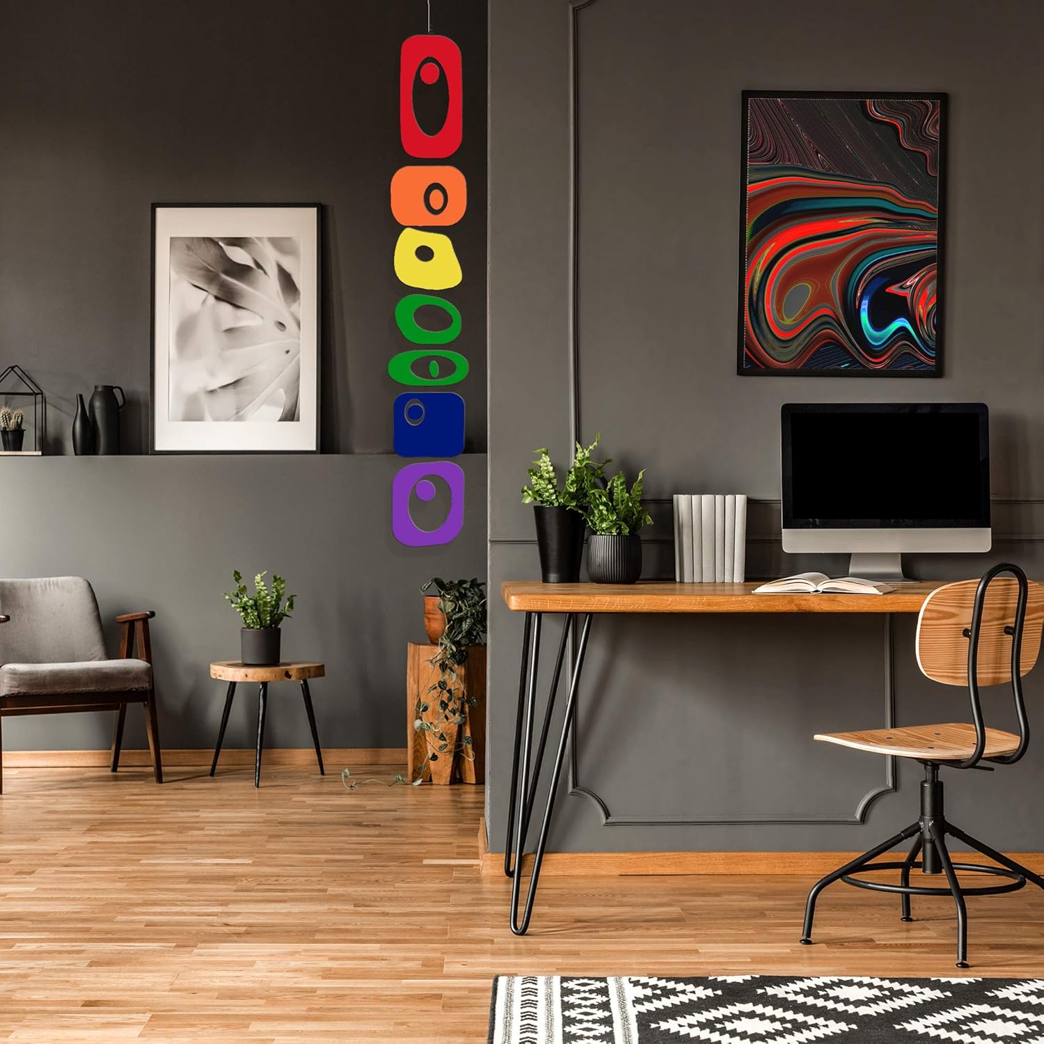 Rainbow Pride Beatnik Mobile - 6x42 Home Decor Sculpture