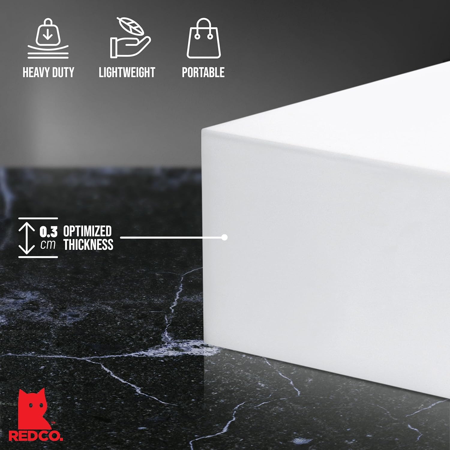 Red Co Set of 3 Glossy White Acrylic Cube Risers with Hollow Bottoms