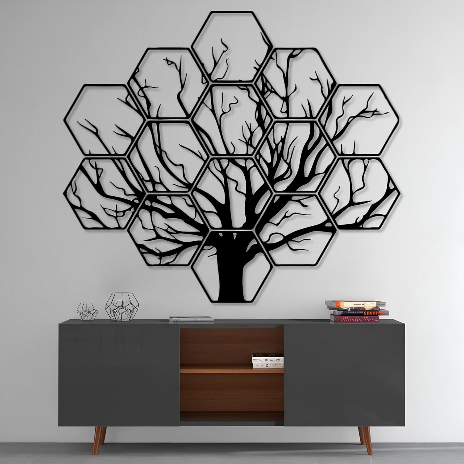 Hexagonal Tree Metal Wall Art XXL