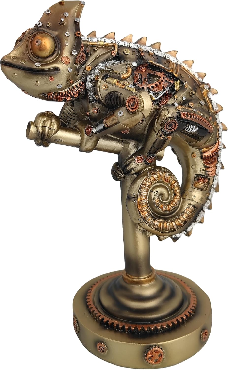 Steampunk Lizard Chameleon Statue Hand Painted Resin Collectible Figurine
