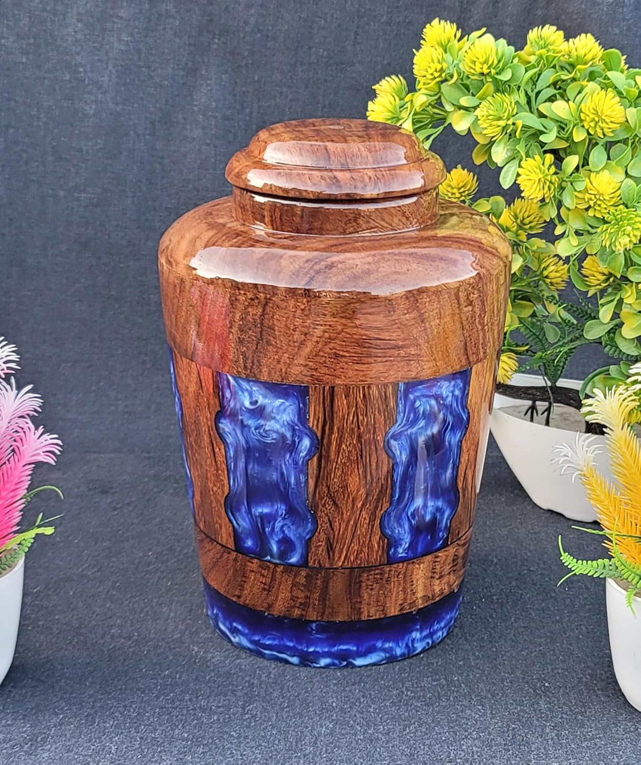 Rosewood Resin Cremation Urn with Personalization