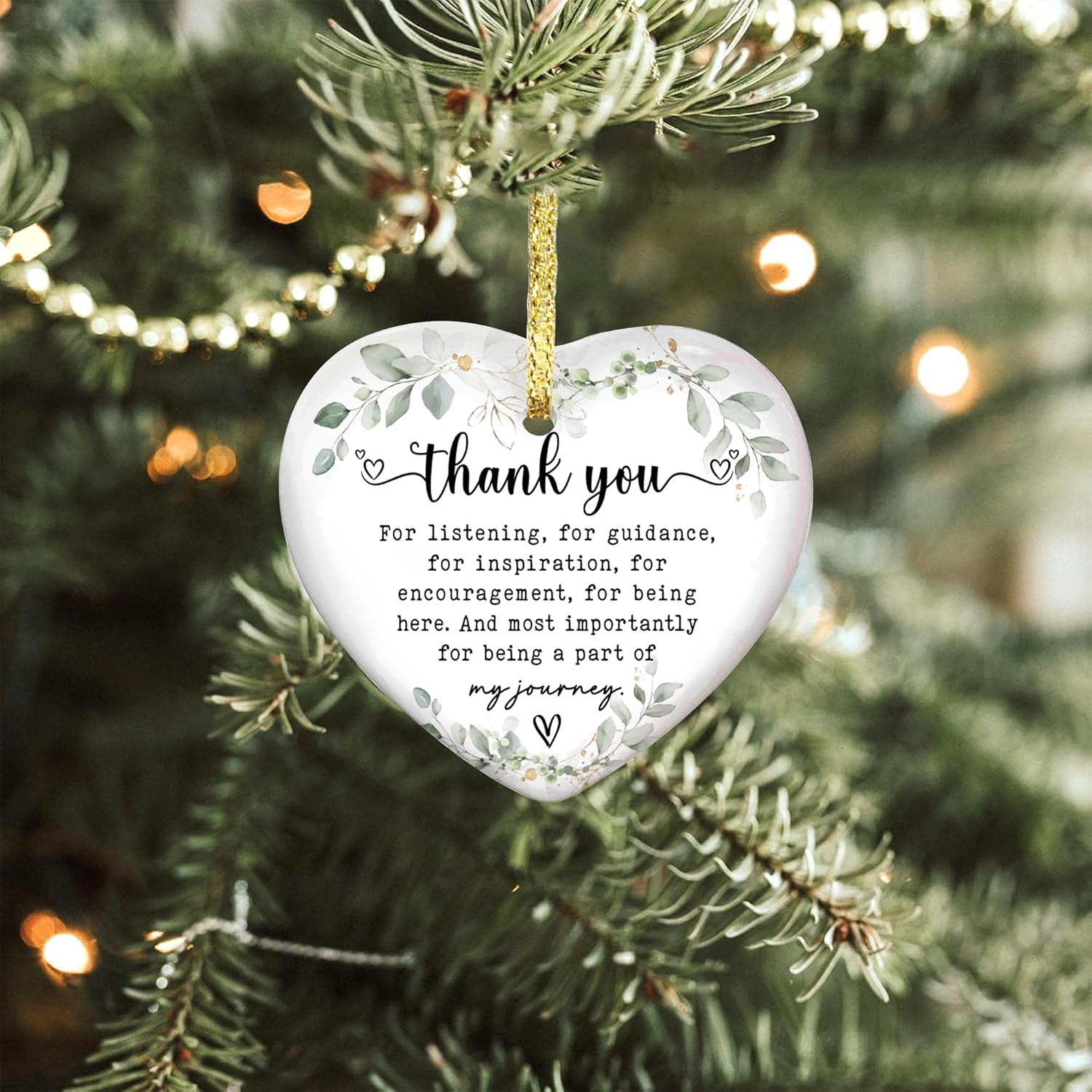 Gossby Heart-Shaped Thank You Ceramic Ornament