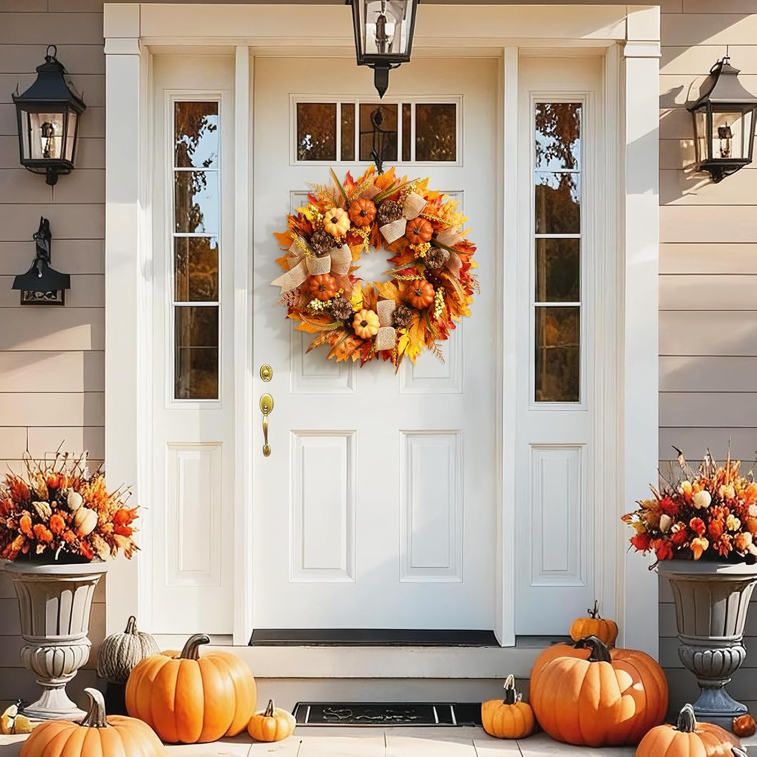 Yastouay 20 Inch Fall Wreath for Front Door