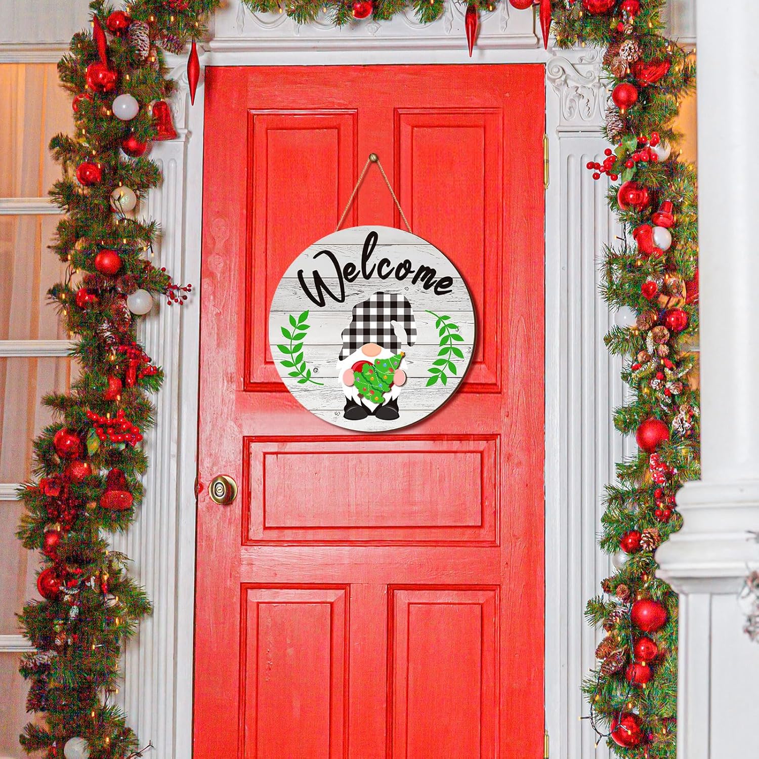 Geetery 12 Inch Decorative Welcome Sign with Interchangeable Holiday Symbols