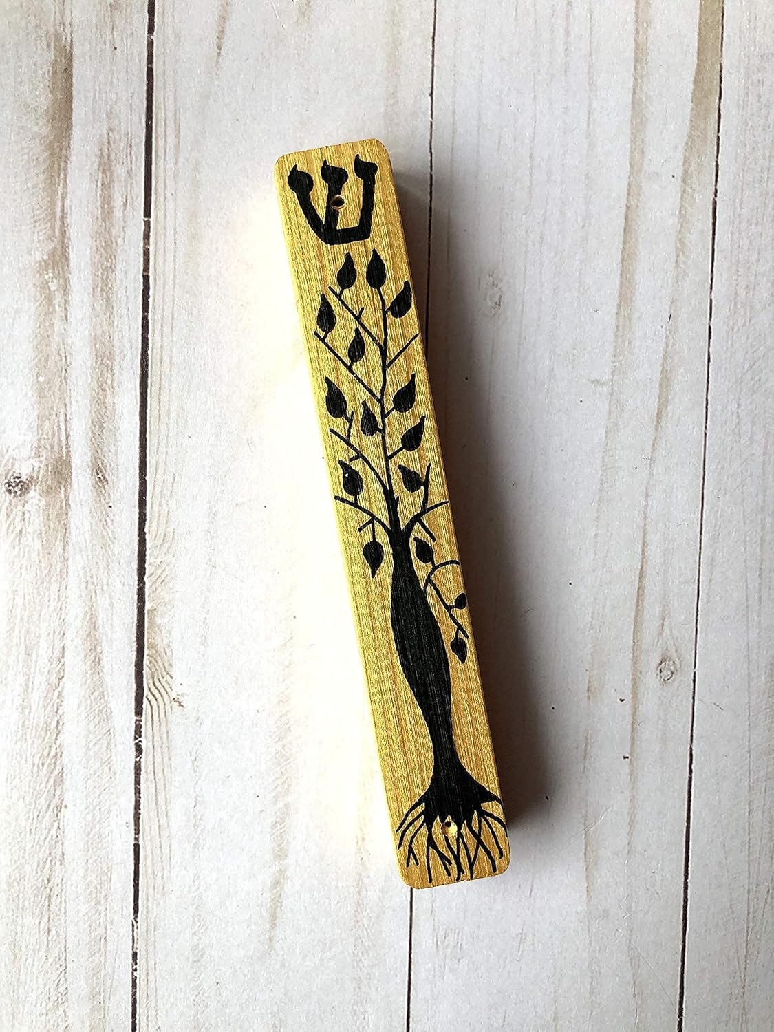 Handmade Tree of Life Mezuzah Case Gold