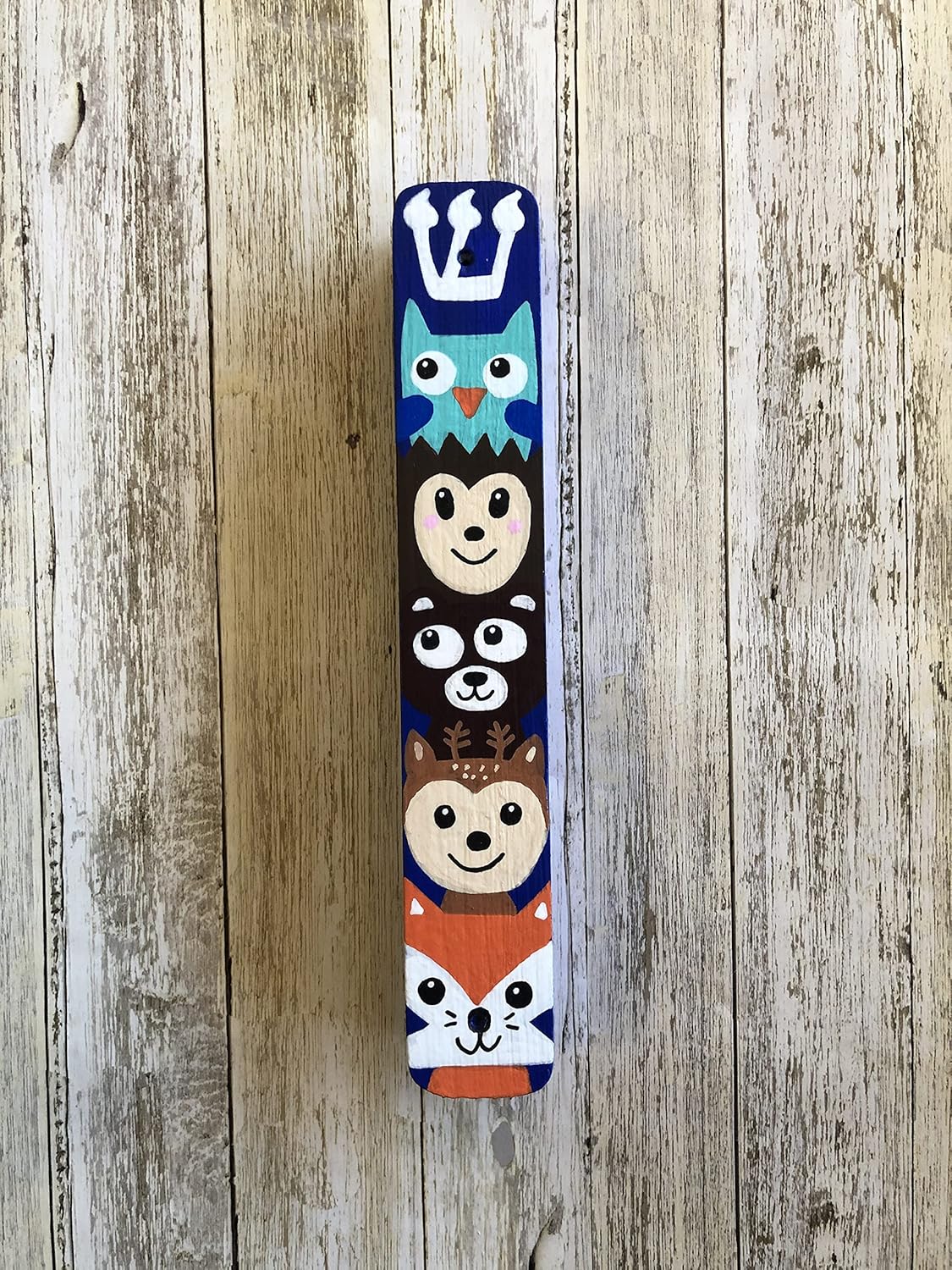Lea Joelle Mezuzah Scroll Case Blue Woodland Animals