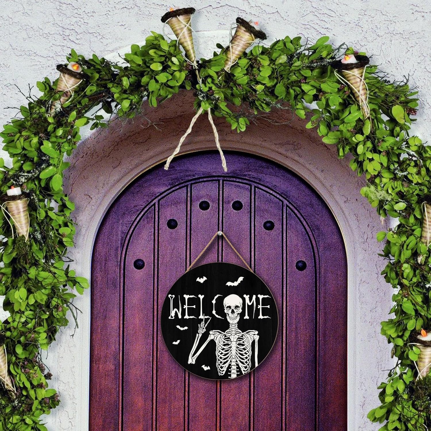 Halloween Skull Welcome Door Sign Decor