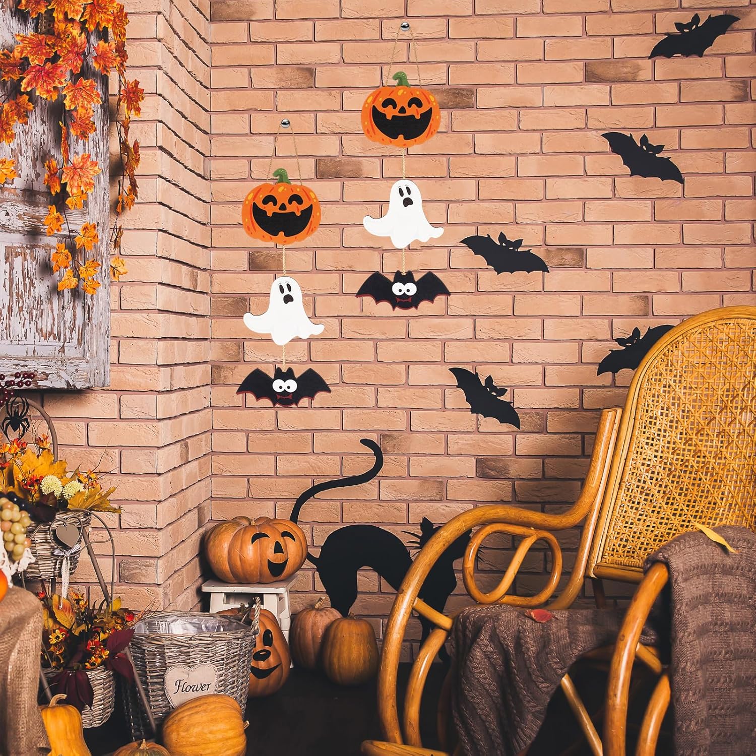 2Pack Halloween Door Sign Decorations Wooden Hanging Trio Set