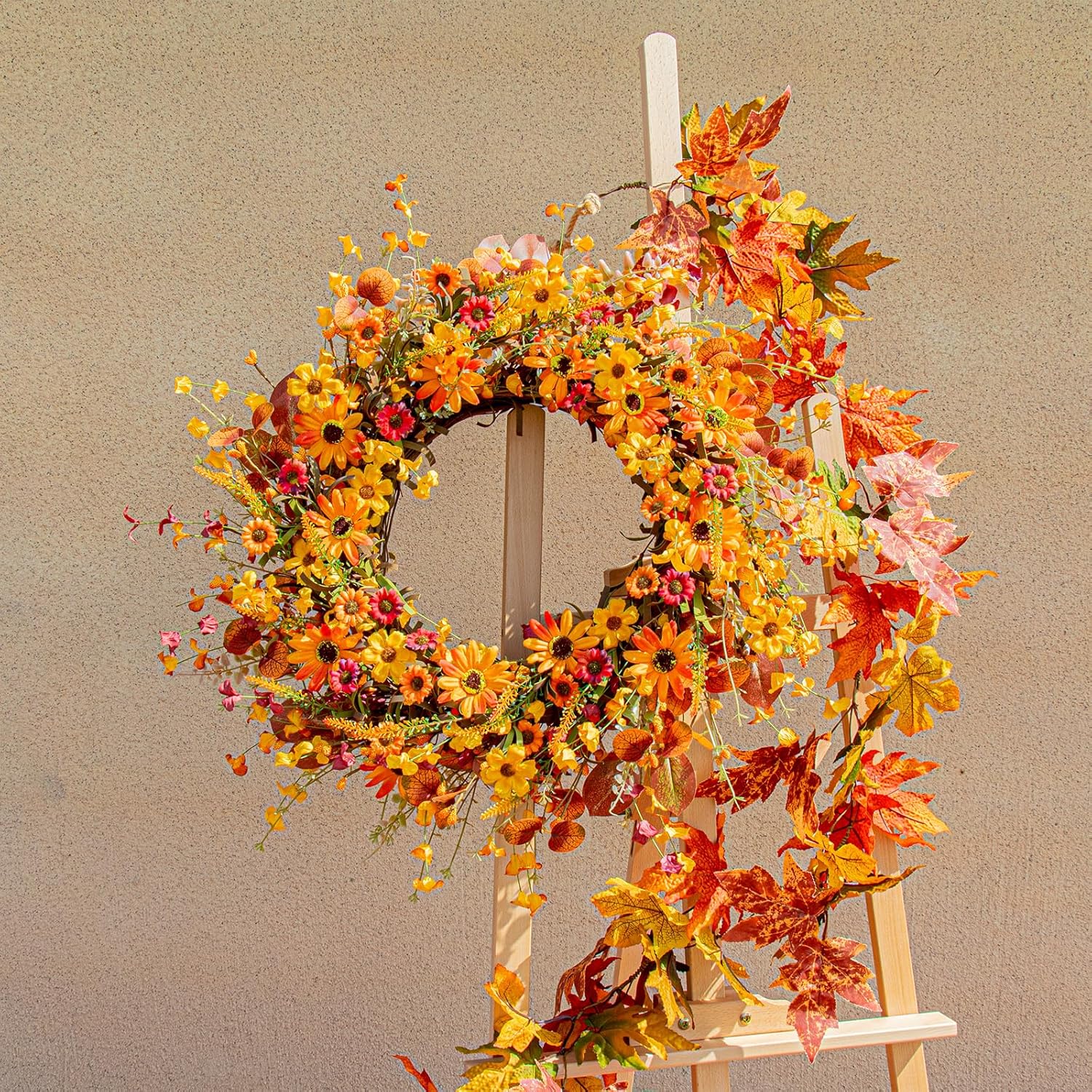VioletEverGarden 22 Inch Fall Wreath with Berries and Eucalyptus Leaves