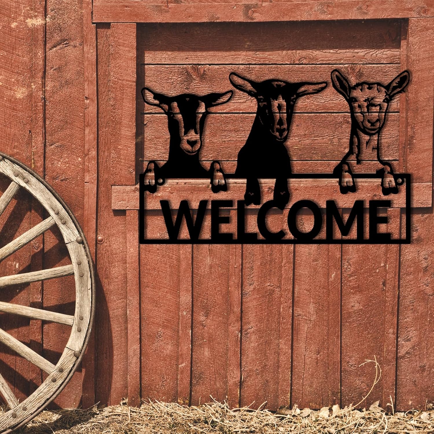 Farmhouse Wall Decor - Metal Goat Art 30x19in Gold Wall Sculpture