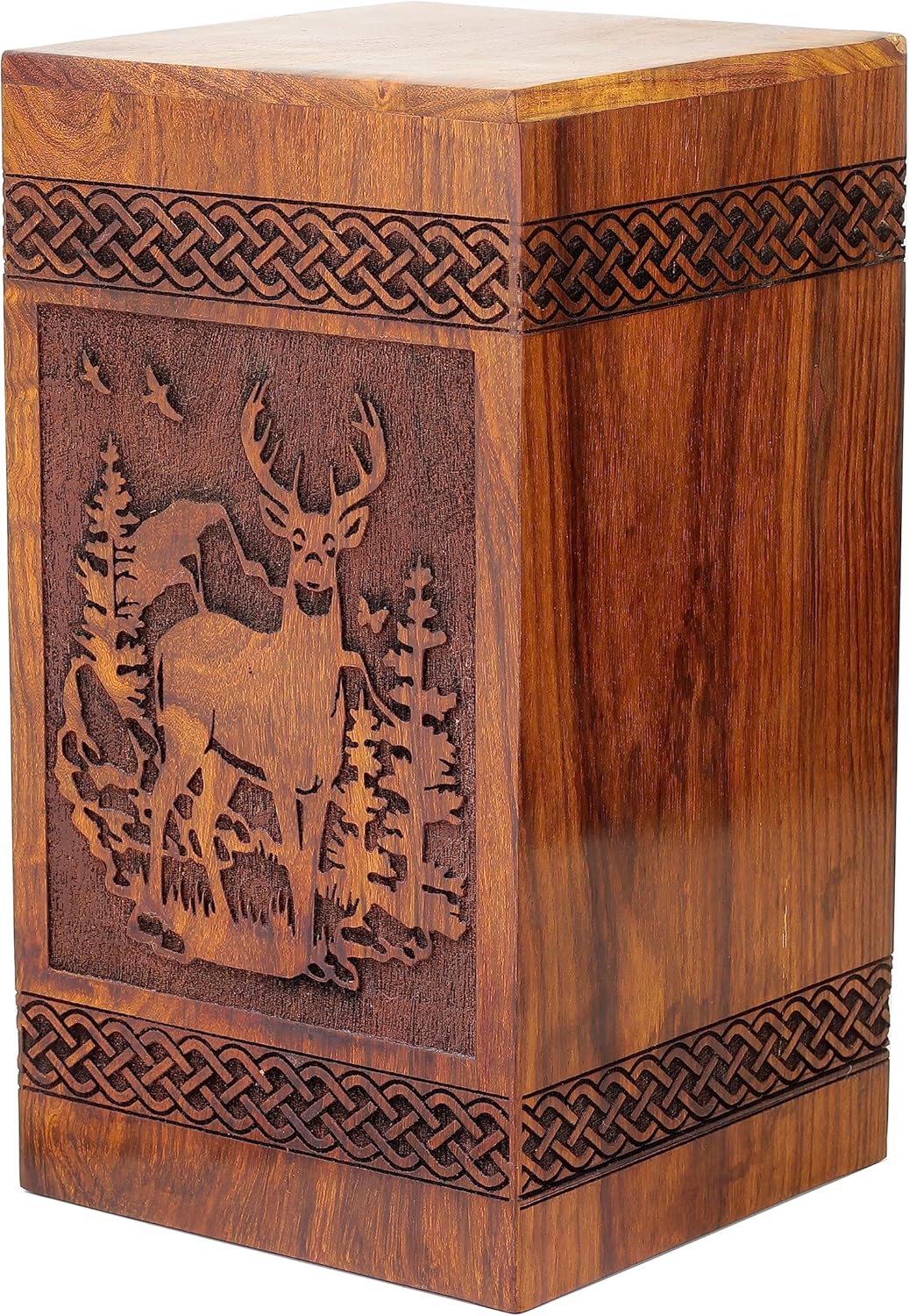 Wooden Deer Urn Handcrafted Rosewood Decorative Urn for Ashes