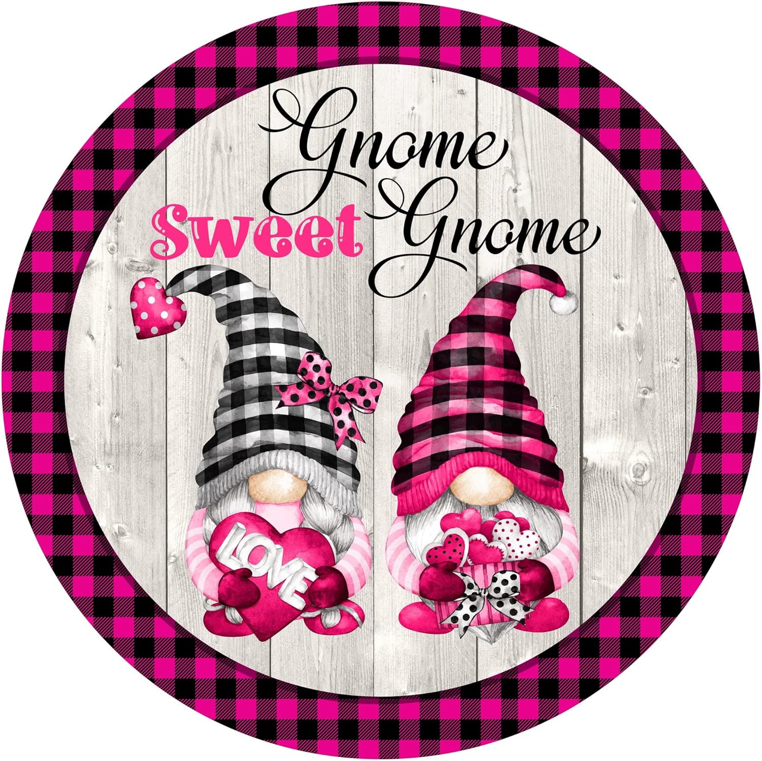 Gnome Sweet Gnome Valentine Sign Decor Door Hanger