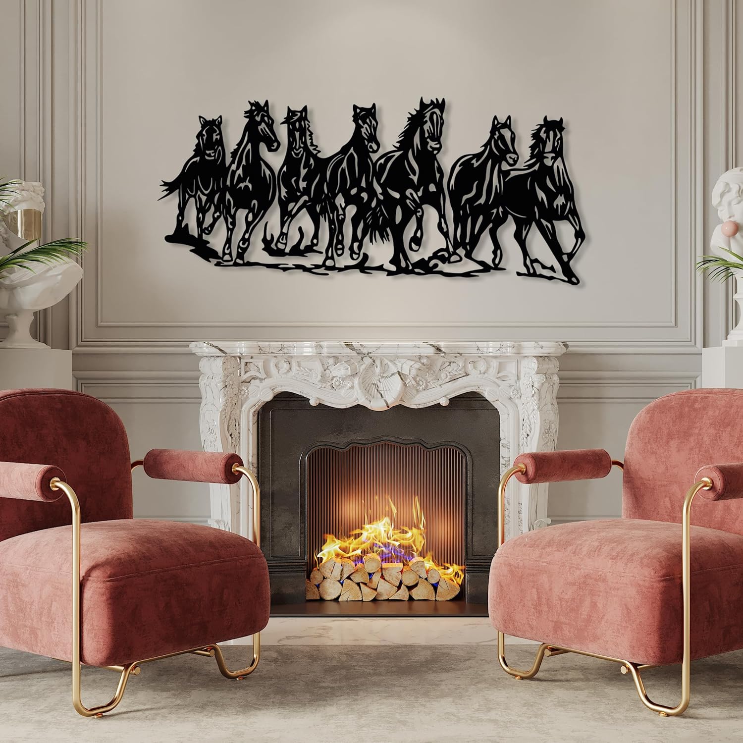 DecoSoul Horse Metal Wall Art Black 196 x 87