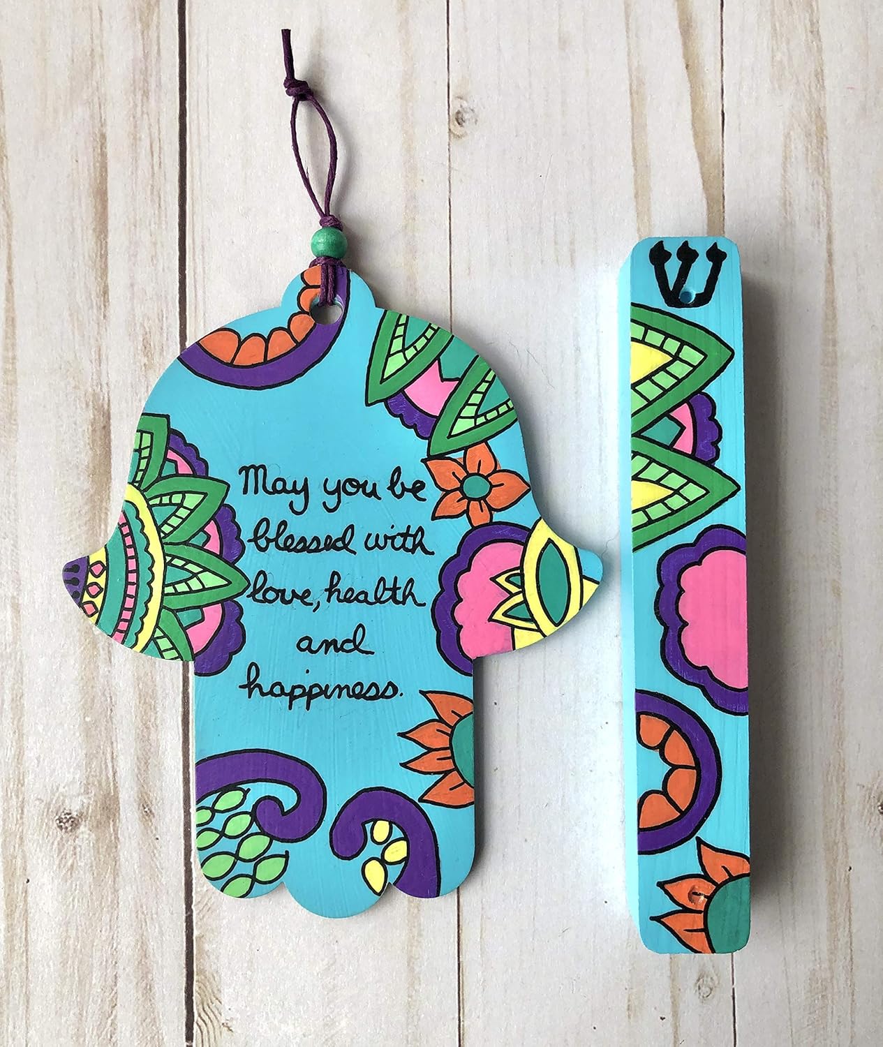 Lea Joelle Handmade Hamsa Blessing Mezuzah Frame