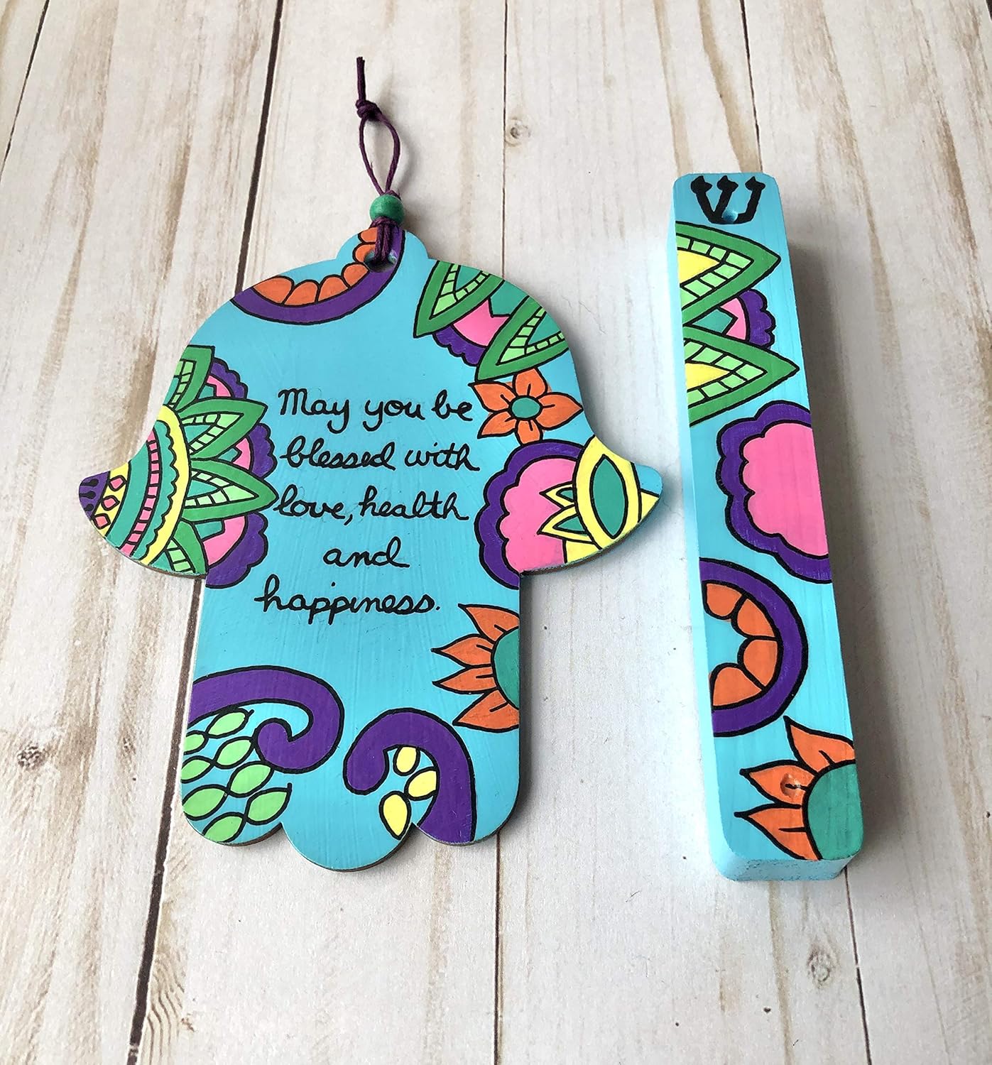 Lea Joelle Handmade Hamsa Blessing Mezuzah Frame