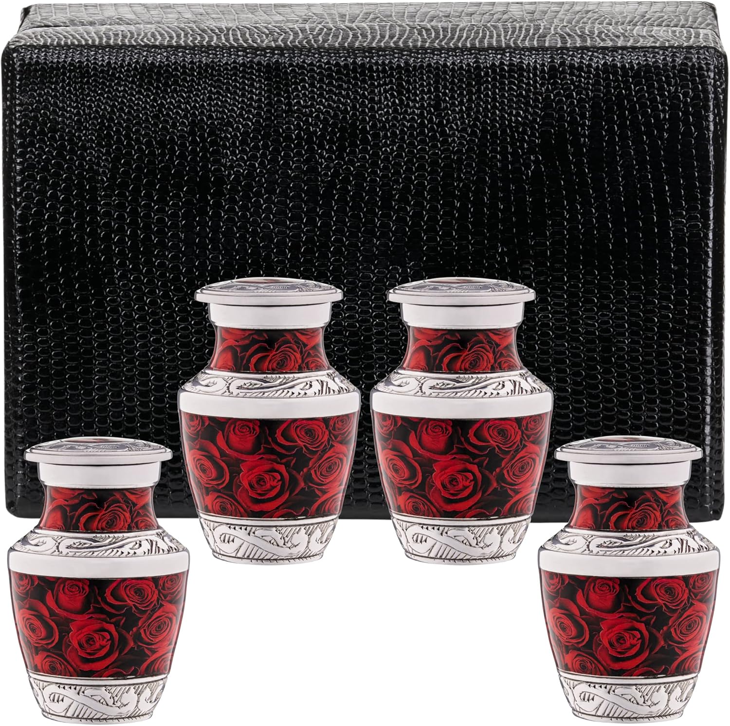 Olivia Memorials Red Roses Mini Urns Set of 4