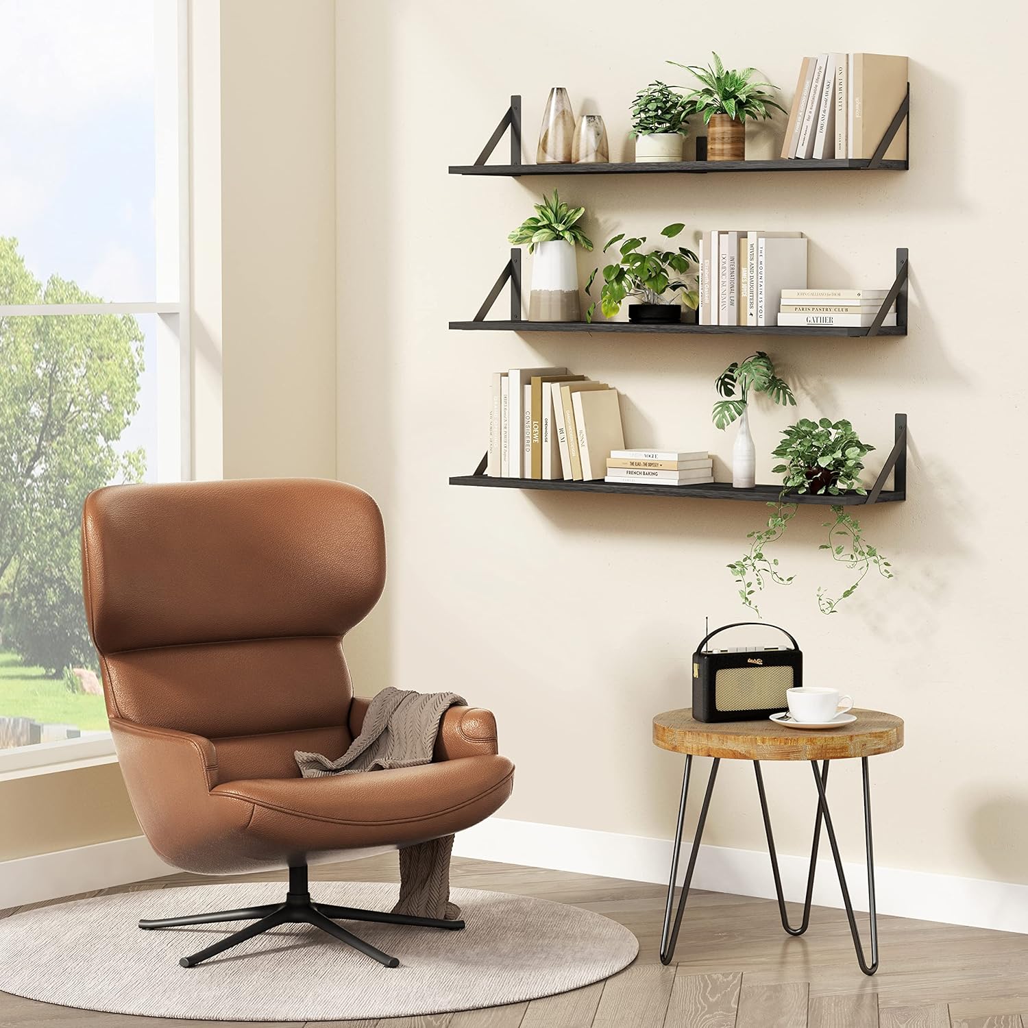 Forbena 36 Inch Floating Shelf Set of 3 Black