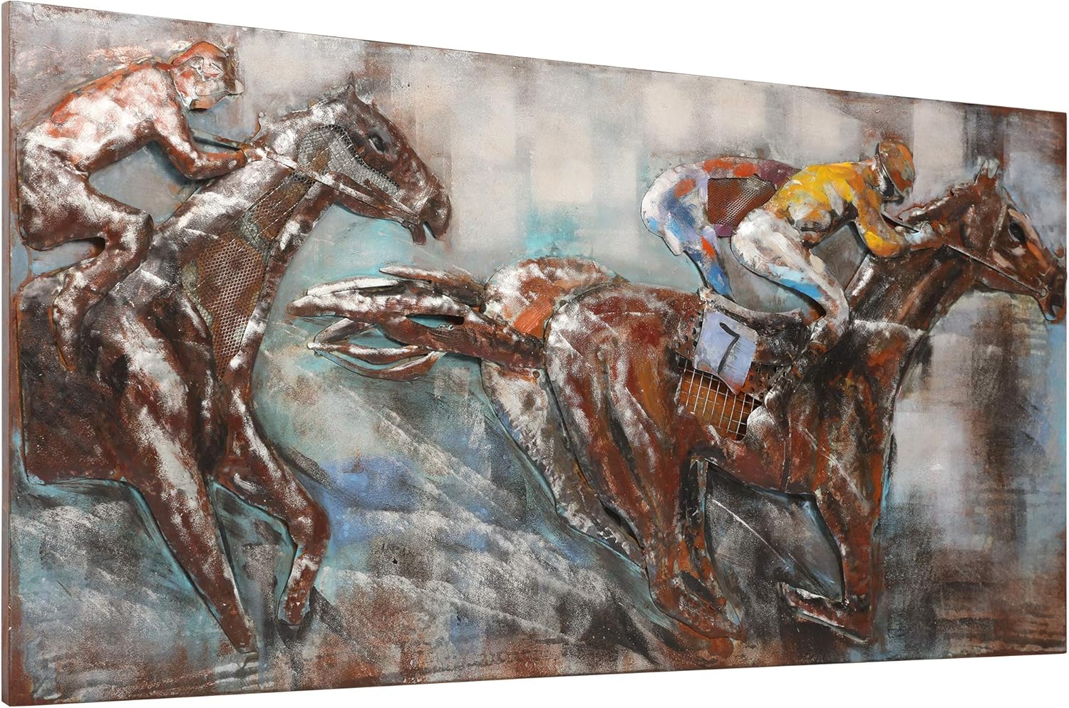 Race Day Primo Mixed Media Hand Painted Wall Sculpture
