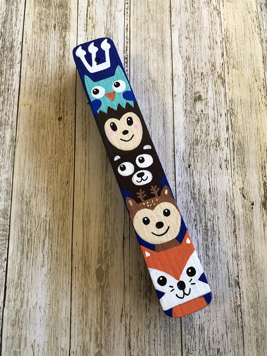 Lea Joelle Mezuzah Scroll Case Blue Woodland Animals