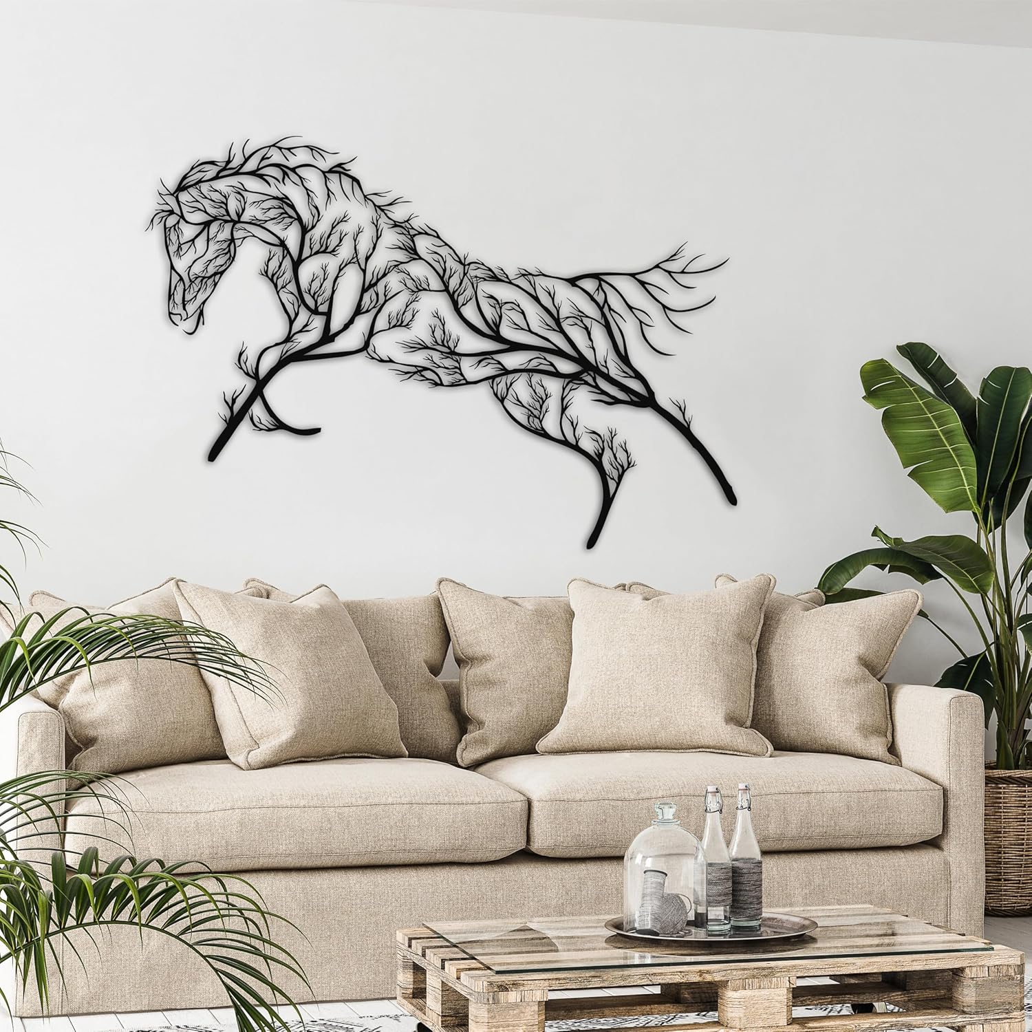DEKADRON Geometric Horse and Tree Wall Art Decor