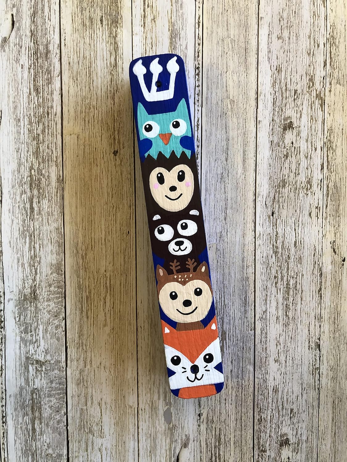 Lea Joelle Mezuzah Scroll Case Blue Woodland Animals