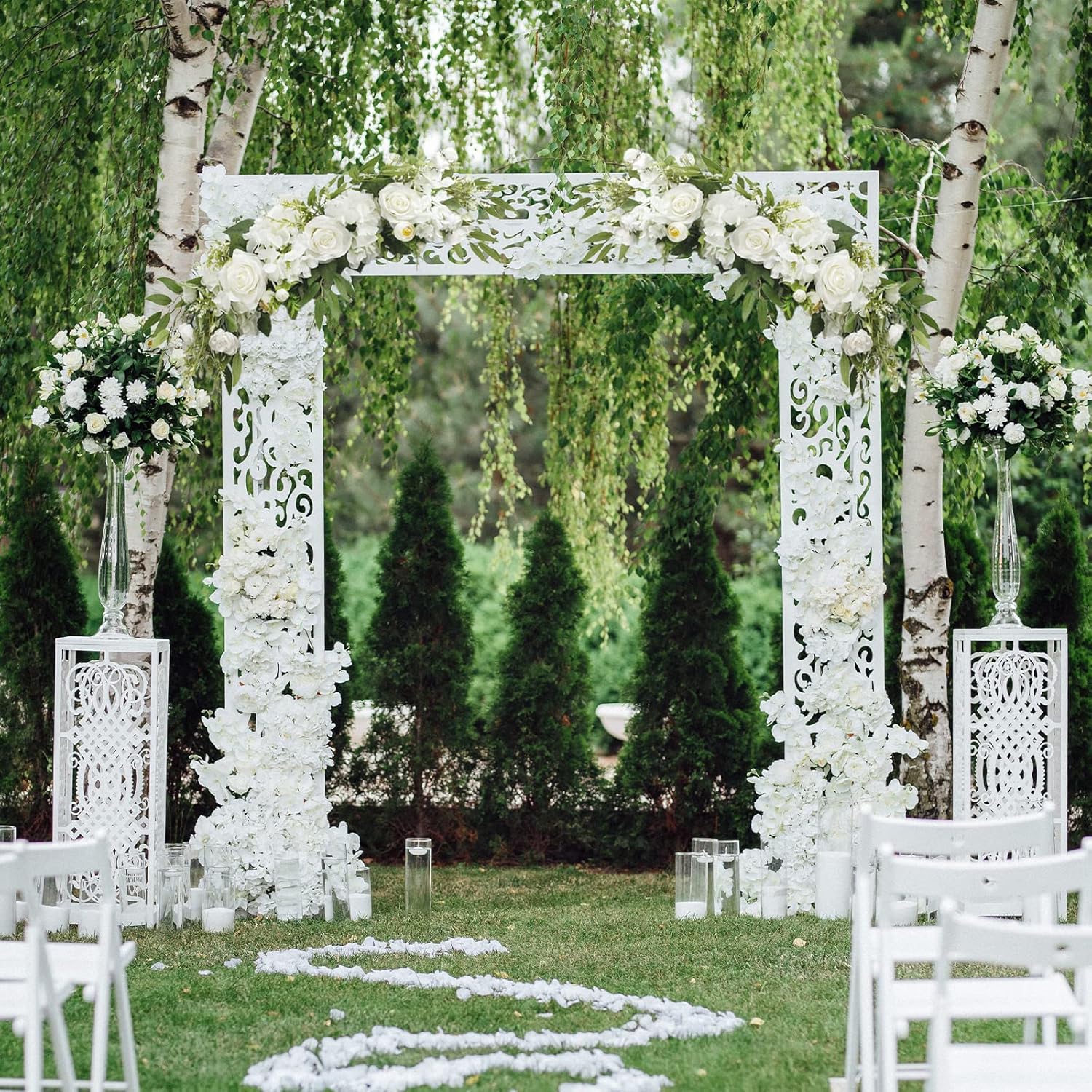 Firlar Artificial White Rose Swag 256 Inch Decor