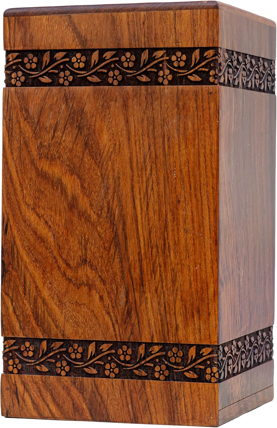 Premium Wooden Urn - Floral Design for Humans and Pets