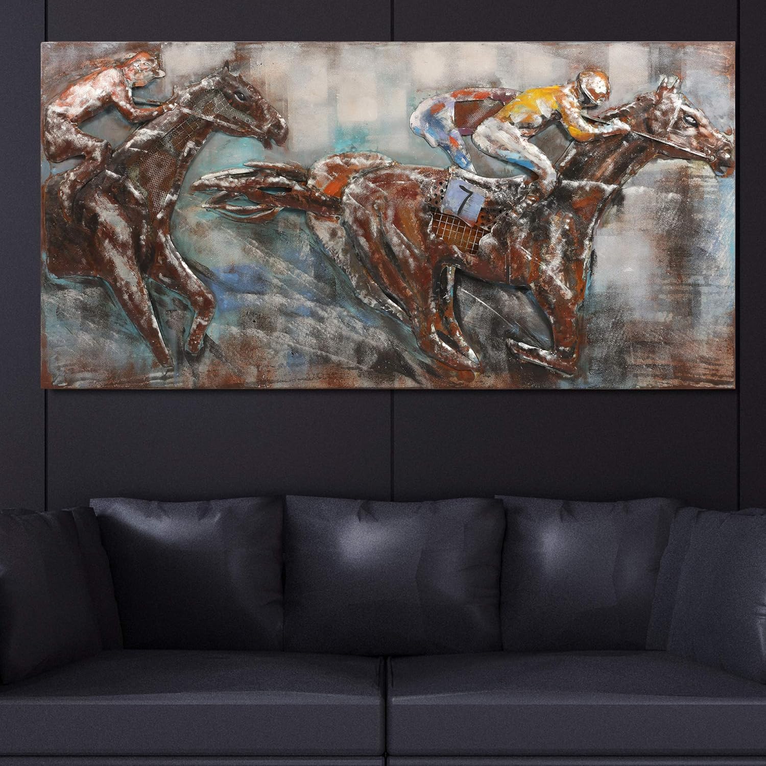 Race Day Primo Mixed Media Hand Painted Wall Sculpture