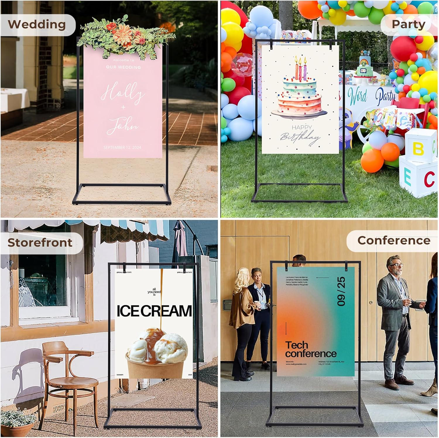 ARTASY Wedding Welcome Sign Stand 50x30x20 Black