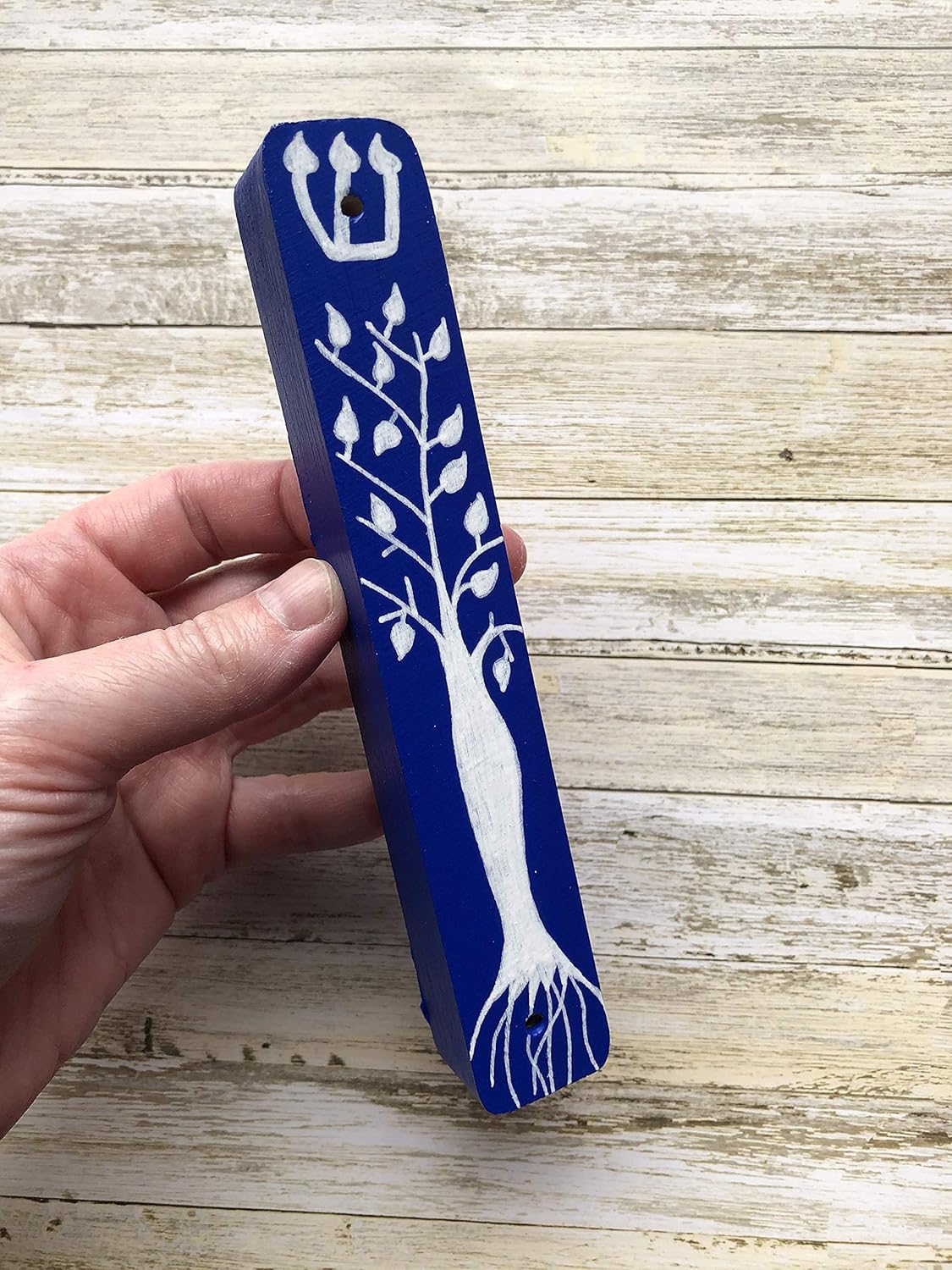 Tree of Life Hamsa Mezuzah Gift Set Dark Blue