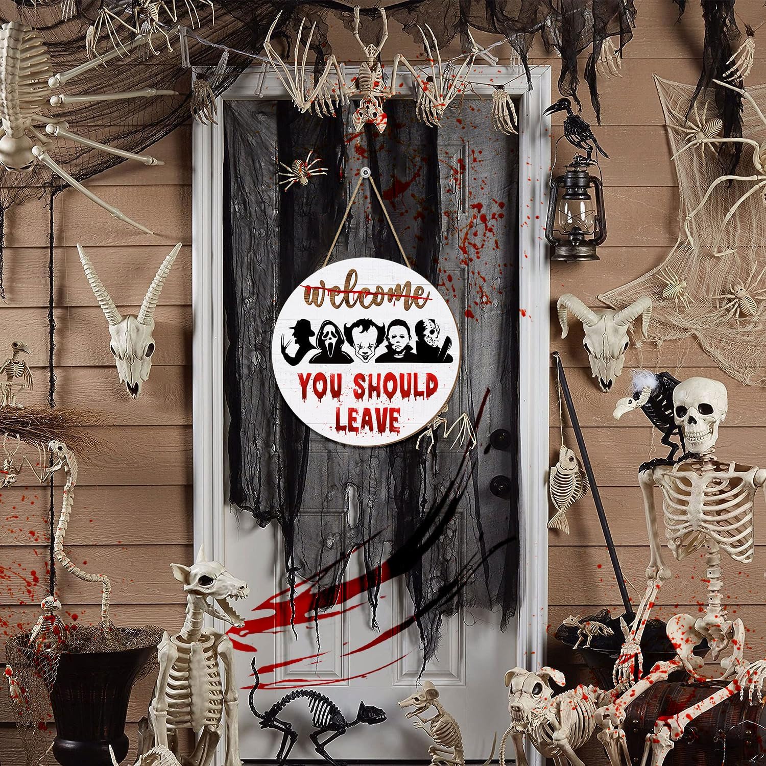 Welcome You Should Leave Halloween Door Sign
