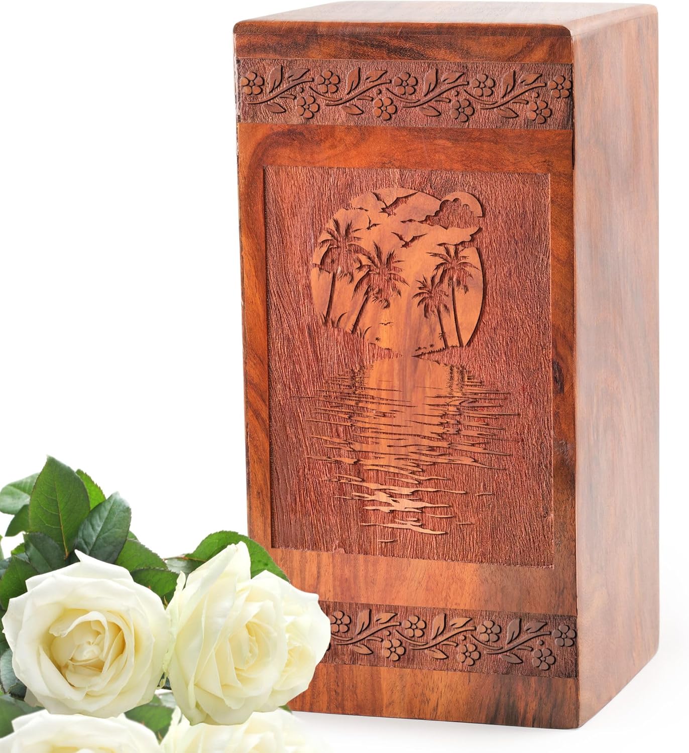 Sunset Urn for Human Ashes - 8 Inch Wooden Urn