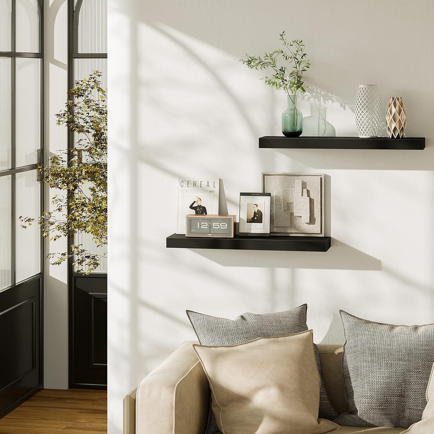 BAMEOS Floating Shelf Set L24xW6 Black