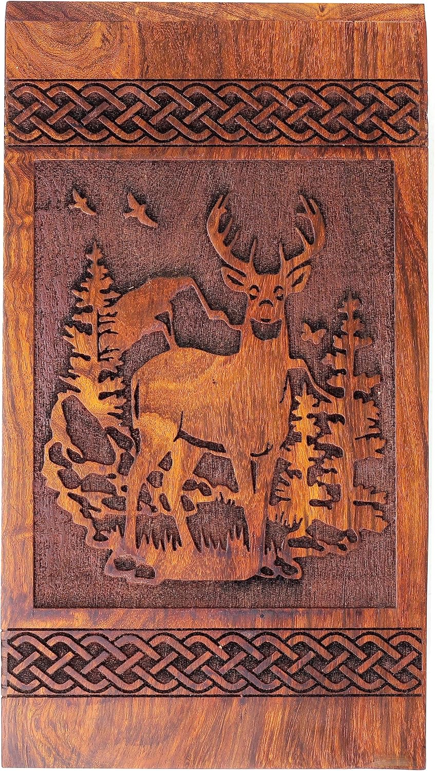 Wooden Deer Urn Handcrafted Rosewood Decorative Urn for Ashes