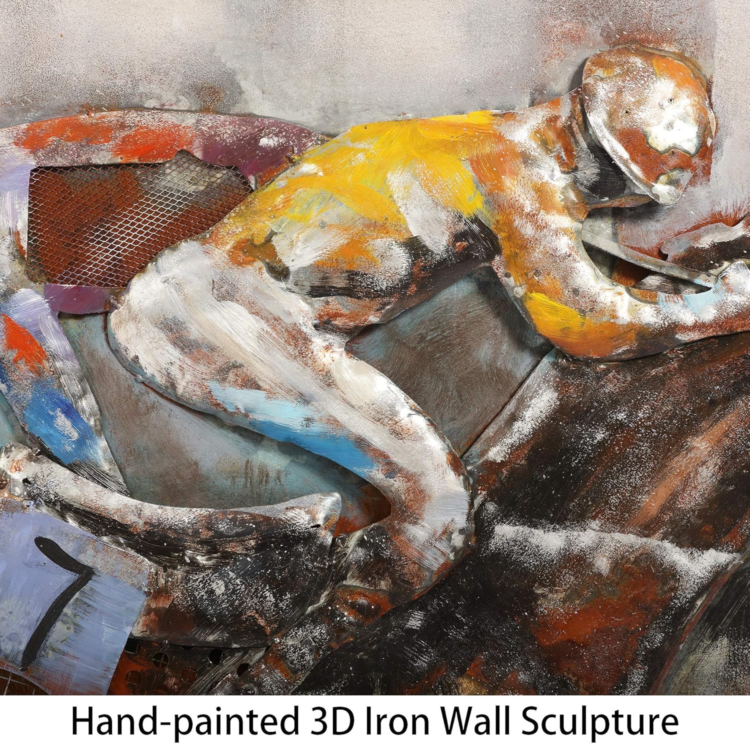 Race Day Primo Mixed Media Hand Painted Wall Sculpture